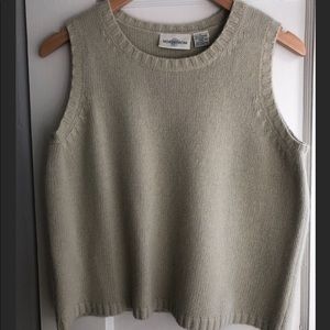 Vintage Nordstrom Cropped Khaki Wool Angora Sweater Vest Sz L